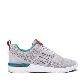 Supra Mens SCISSOR Low Top Shoes Lt. Grey/Teal/white | US-75711